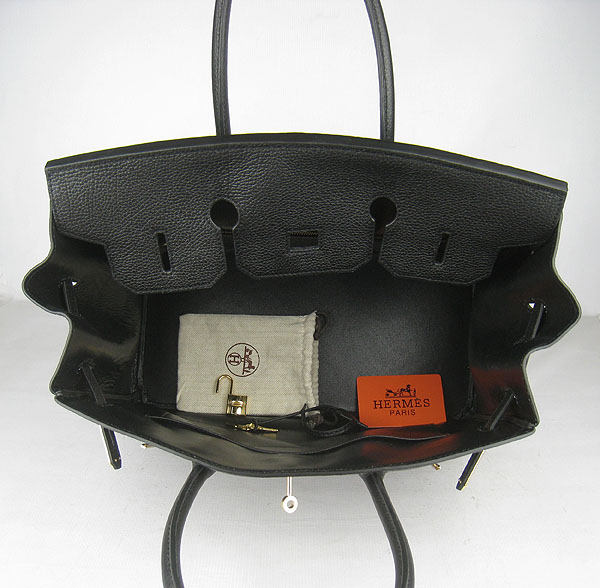 High Quality Fake Hermes Birkin 35CM Togo Leather Bag Black 6089 - Click Image to Close